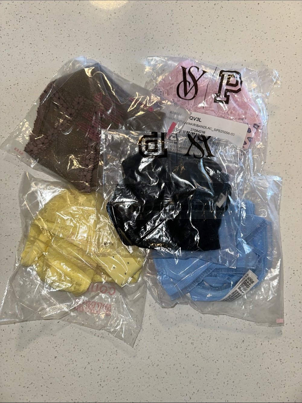 Victoria Secret 5-Pack Women’s Thong/Strappy-Black, Blue, Yellow, Pink, Brown